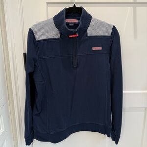 Vineyard Vines Navy Pullover with Striped Accents